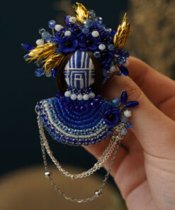 Брошка синя "Мотанка"