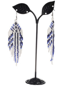 Alternative view of Сережки з бісеру "Біло-сині"