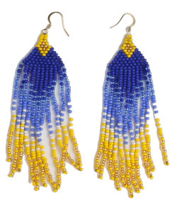 Сережки з бісеру "Синьо-жовті" геометрія