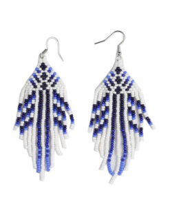 Сережки з бісеру "Біло-сині"