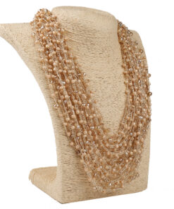 Кольє з бісеру-кришталю, бежеве