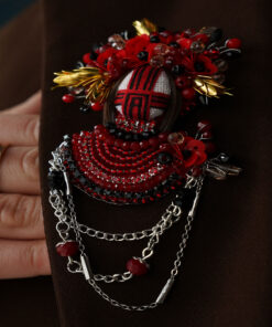 Alternative view of Брошка “Мотанка червоно золотиста”