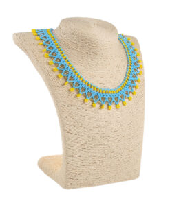 Силянка з бісеру блакитна з жовтим середня