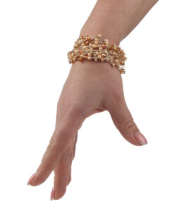 Браслет з бісеру-кришталю бежевий