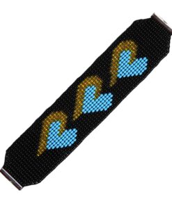 Браслет з бісеру синьо-жовтий "Серце"