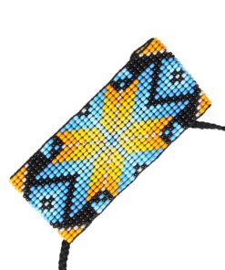 Браслет з бісеру синьо-жовтий "Геометрія"