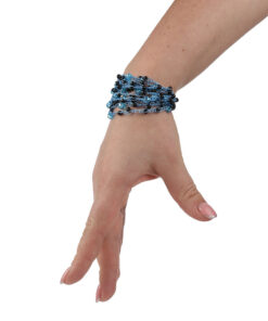 Браслет з бісеру-кришталю синьо-чорний