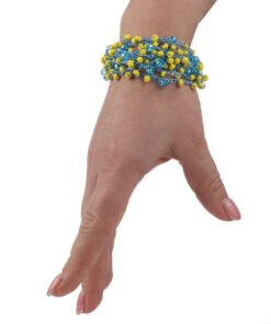 Браслет з бісеру-кришталю жовто-блакитний