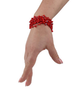 Браслет з бісеру-кришталю червоний