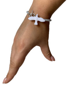 Браслет з перлинками  "Ластівка біла "