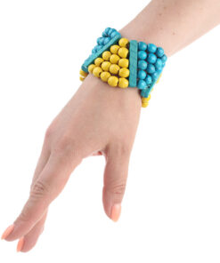 Браслет синьо-жовтий, дерев'яний