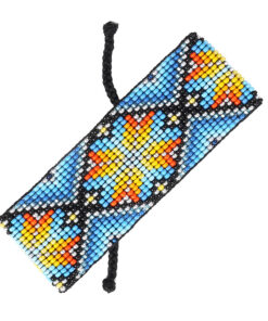 Браслет з бісеру блакитно-оранжевий "Геометрія"