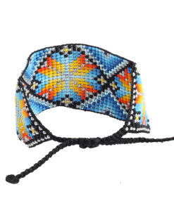 Alternative view of Браслет з бісеру блакитно-оранжевий "Геометрія"