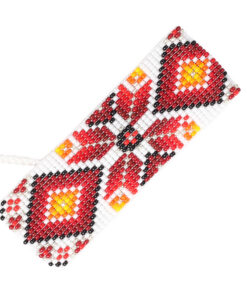 Браслет з бісеру оранжево-червоний "Геометрія"