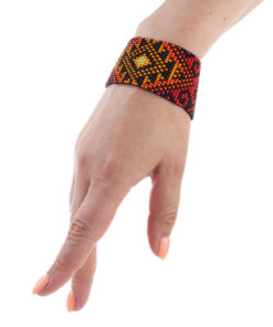 Браслет з бісеру, помаранчево-чорний