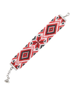 Alternative view of Браслет з бісеру, червоно-білий