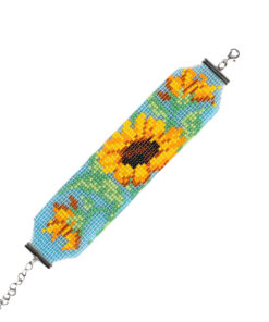 Браслет з бісеру "Соняшник", синій