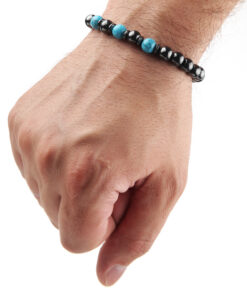 Браслет чорний з бірюзою