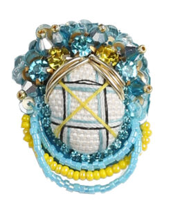 Брошка Мотанка жовто-блакитна 3 х 4 см