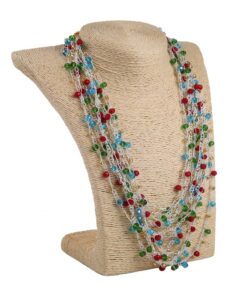 Кольє з бісеру-кришталю, кольорове