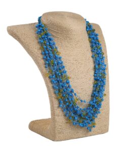 Alternative view of Кольє з бісеру-кришталю, синьо-жовте