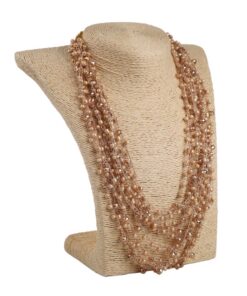 Кольє з бісеру-кришталю, бежеве