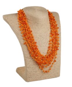 Кольє з бісеру-кришталю, помаранчеве