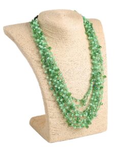 Кольє з бісеру-кришталю, світлозелене