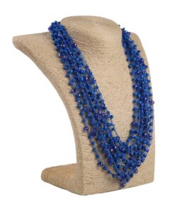 Кольє з бісеру-кришталю, синє