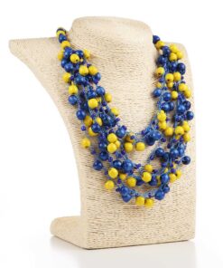Намисто дерев'яне синьо-жовте