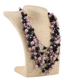 Намисто рожево-чорне, дерев'яне