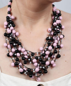 Alternative view of Намисто рожево-чорне, дерев'яне