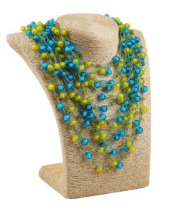 Кольє подвійне, блакитно-жовте