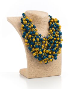 Намисто дерев'яне, жовто-блакитне (велике)