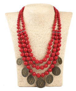 Alternative view of Намисто корал потрійний круглий з монетами