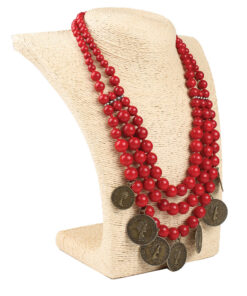 Намисто корал потрійний круглий з монетами