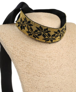Гердан стрічковий великий Геометрія чорно-золотий