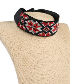 Гердан стрічковий великий Геометрія червоно-чорна