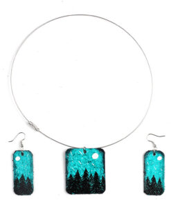 Набір кольє, сережки "Вечірній ліс"