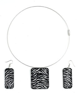 Набір кольє, сережки "Зебра"
