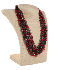 Кольє "Павутинка" червоне з чорним