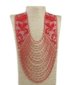 Намисто червоне з бісеру "Квіти"