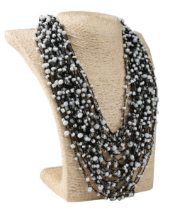 Кольє подвійне, біло-чорне