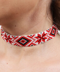 Alternative view of Гердан стрічковий, біло-червоно-чорний