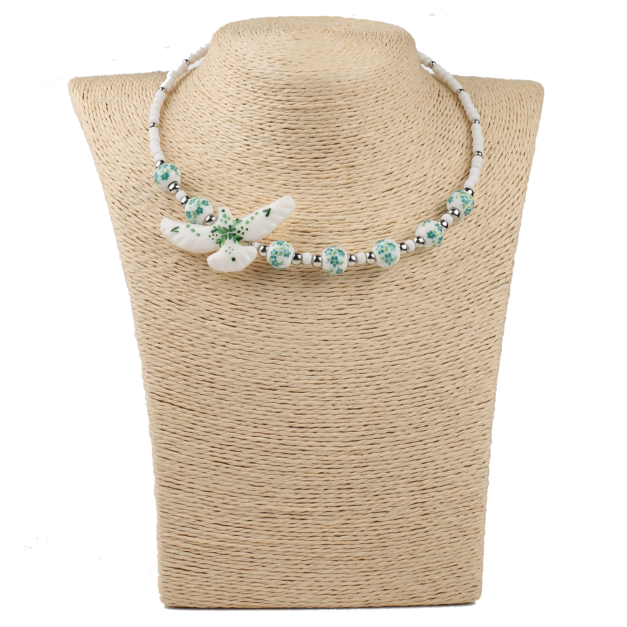 Намисто керамічне зелене “Ластівка” - Зображення 2