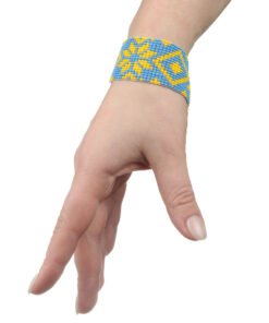 Браслет з бісеру геометрія жовто-блакитна