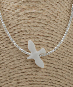 Підвіска “Ластівка” біла з перлинками