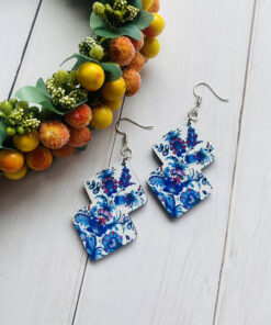 Дерев'яні сережки з розписом 8