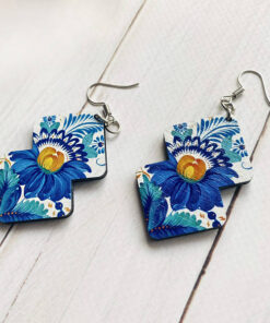 Дерев'яні сережки з розписом 6