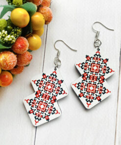 Дерев'яні сережки з розписом 7